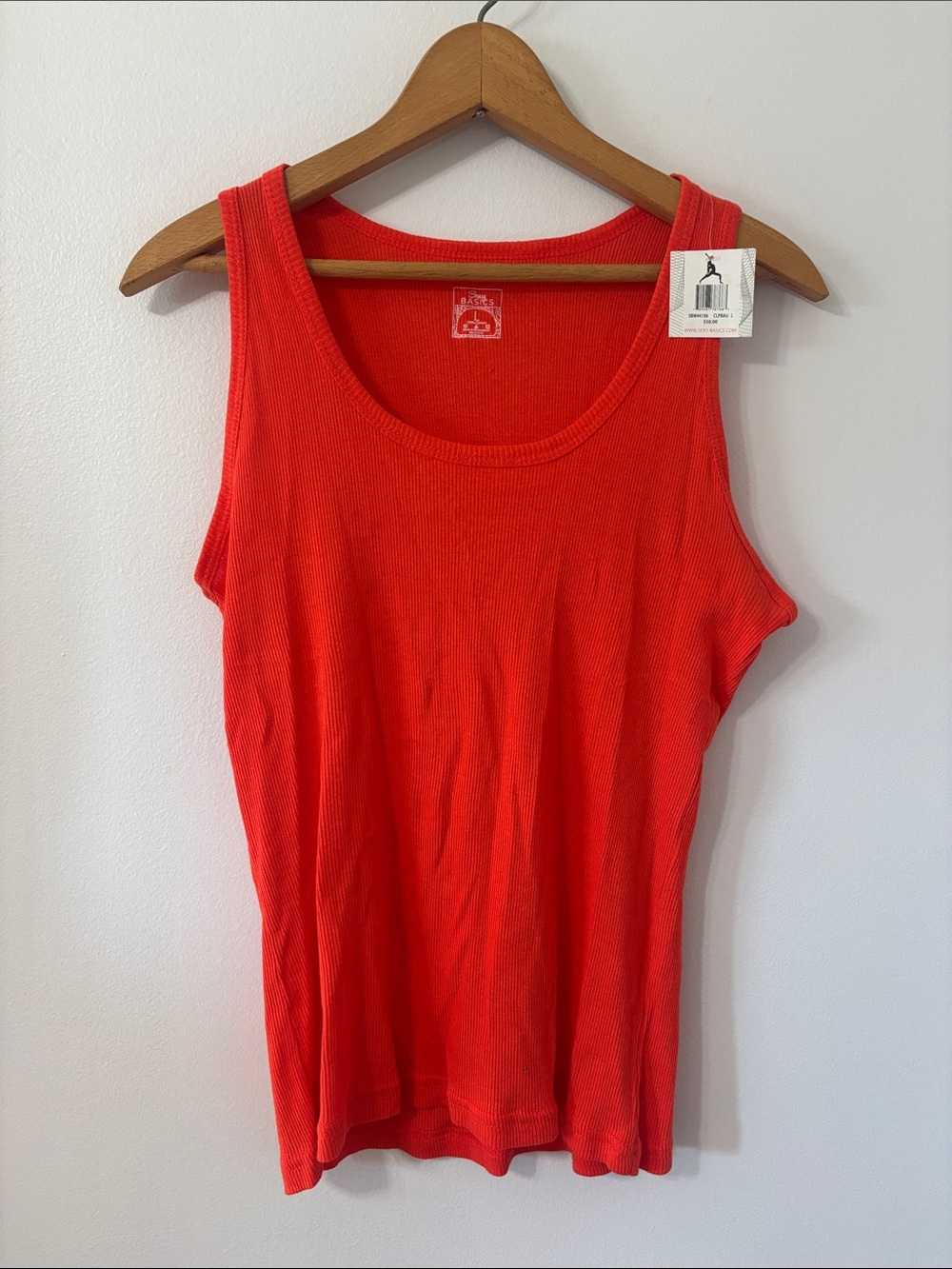 NWT Sexy Basics Classic Scoop Rib Tank Top in Bright Coral